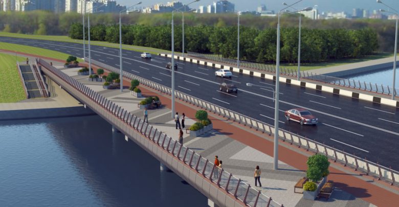 Картинка показывающая план ремонта моста в Минске через реку Свислочь