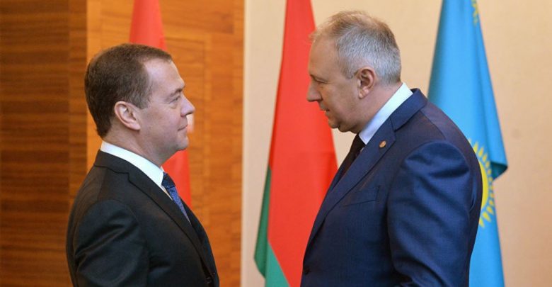 премьер-министры Беларуси и России Сергей Румас и Дмитрий Медведев
