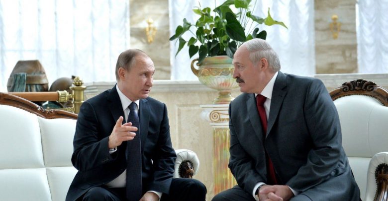 президенты Беларуси и России Александр Лукашенко и Владимир Путин
