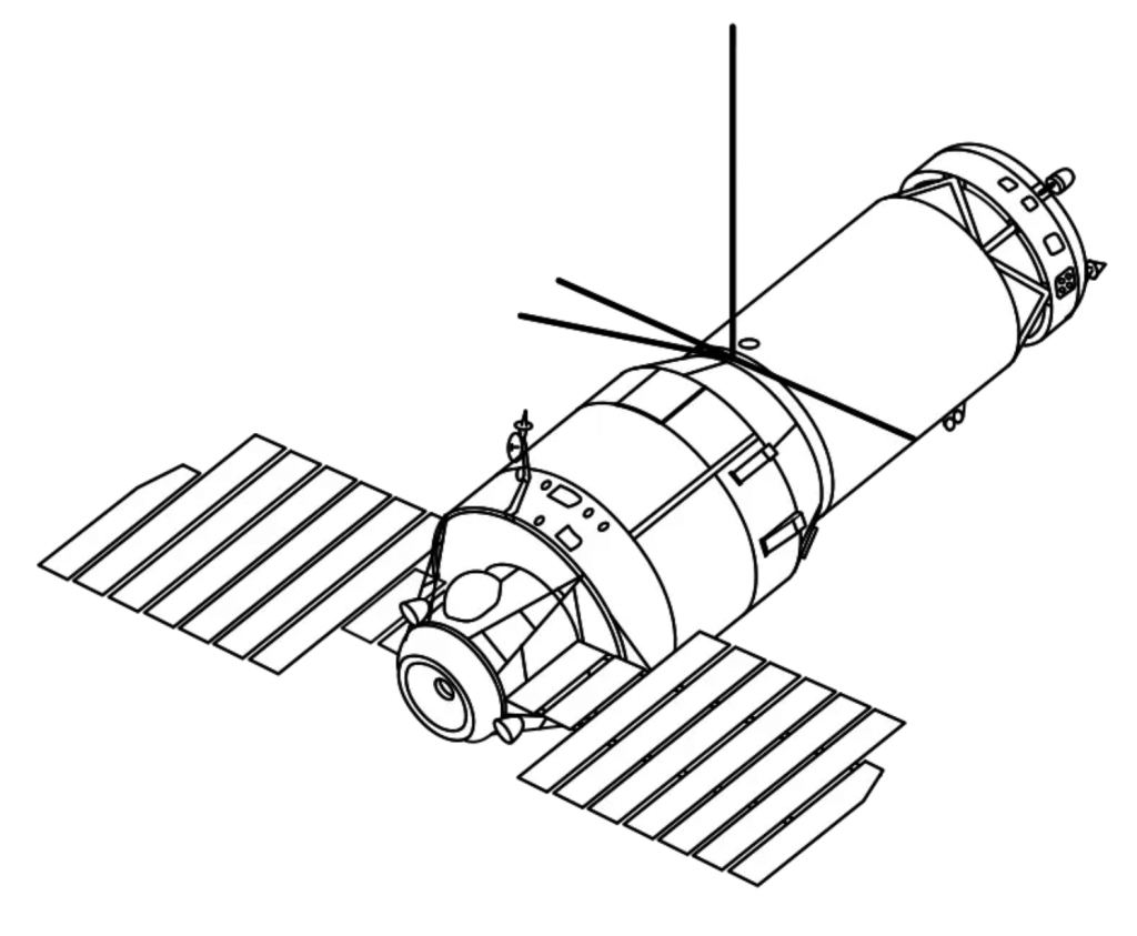 Линейный чертеж российской космической станции " Алмаз "(НАСА)