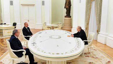 Путин, Алиев и Пашинян в Кремле провели встречу по Карабаху