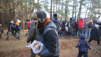 лагерь беженцев на границе Беларуси и Польши