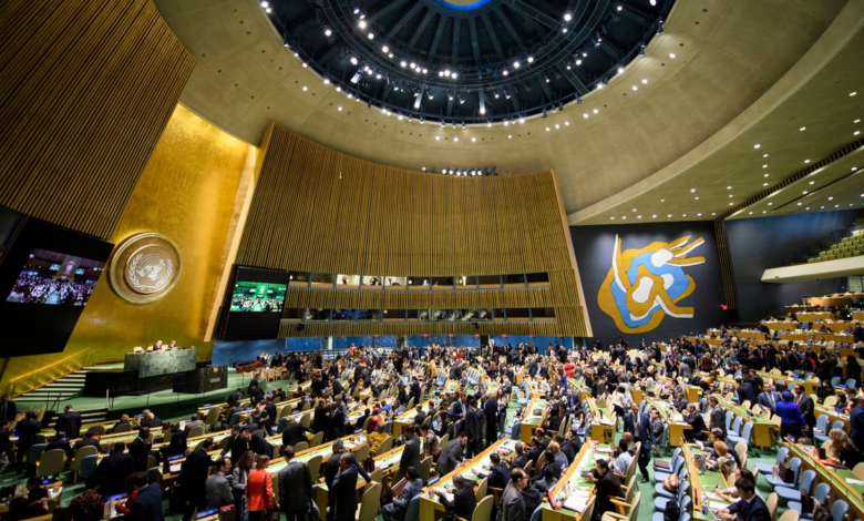 Сессия генассамблеи ООН в зале для голосований