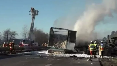 крузовик в ДТП на трассе германии