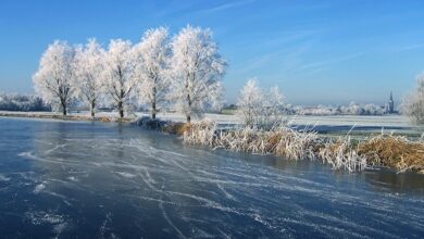 лёд на реке, зима