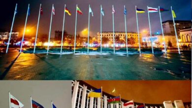 в Днепре государственный флаг Беларуси заменили на оппозиционный
