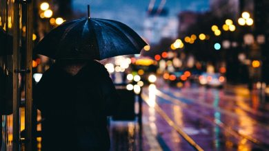 человек под зонтом, дождь, погода
