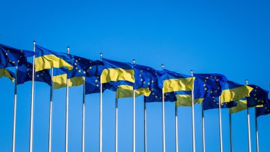 флаги Евросоюза и Украины