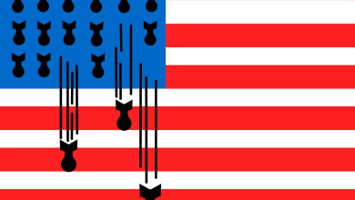 Флаг США с бомбами вместо звёзд