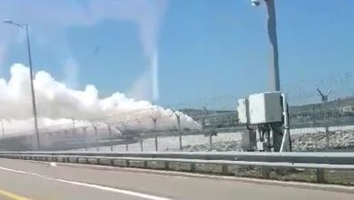 Дым на Крымском мосту