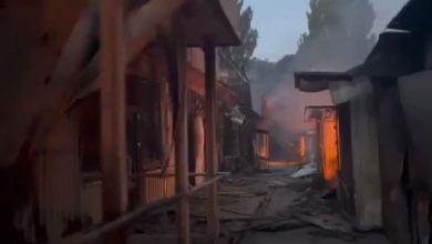 пожар на рынке в Донецке