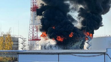 Пожар на нефтебазе в Белгороде