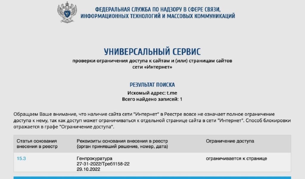 Реестр Роскомнадзора