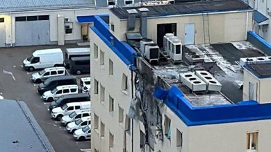 Поврежденное здание в Краснодаре