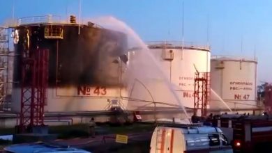 Пожар на нефтебазе в Краснодарском крае