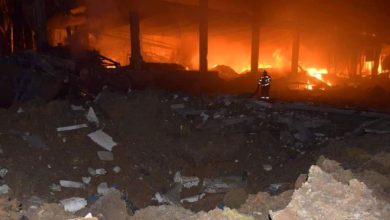 Пожар в Одессе после взрывов