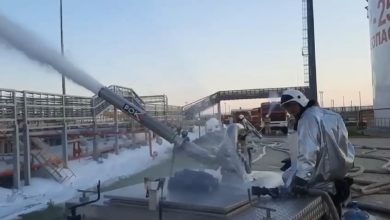 Тушение пожара на нефтебазе в Краснодарском крае