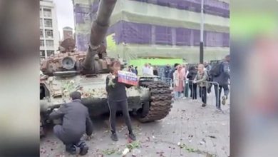 Выставленный российский танк в Амстердаме