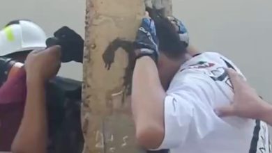 Застрявший в бетонном столбе подросток