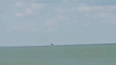 Момент падения Су-25 в Азовское море