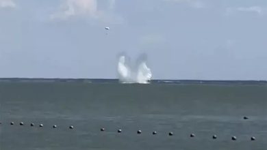 Момент падения Су-25 в Азовское море