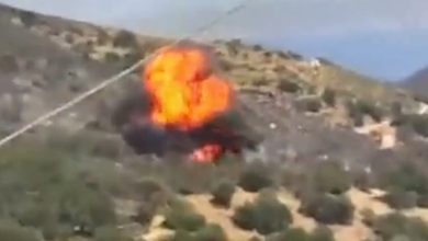 Взрыв после падения самолета в Греции