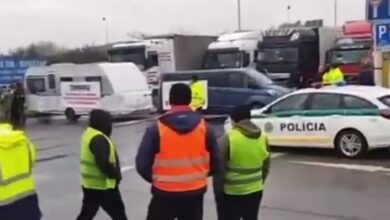 Блокировка украинских грузовиков на границе Словакии