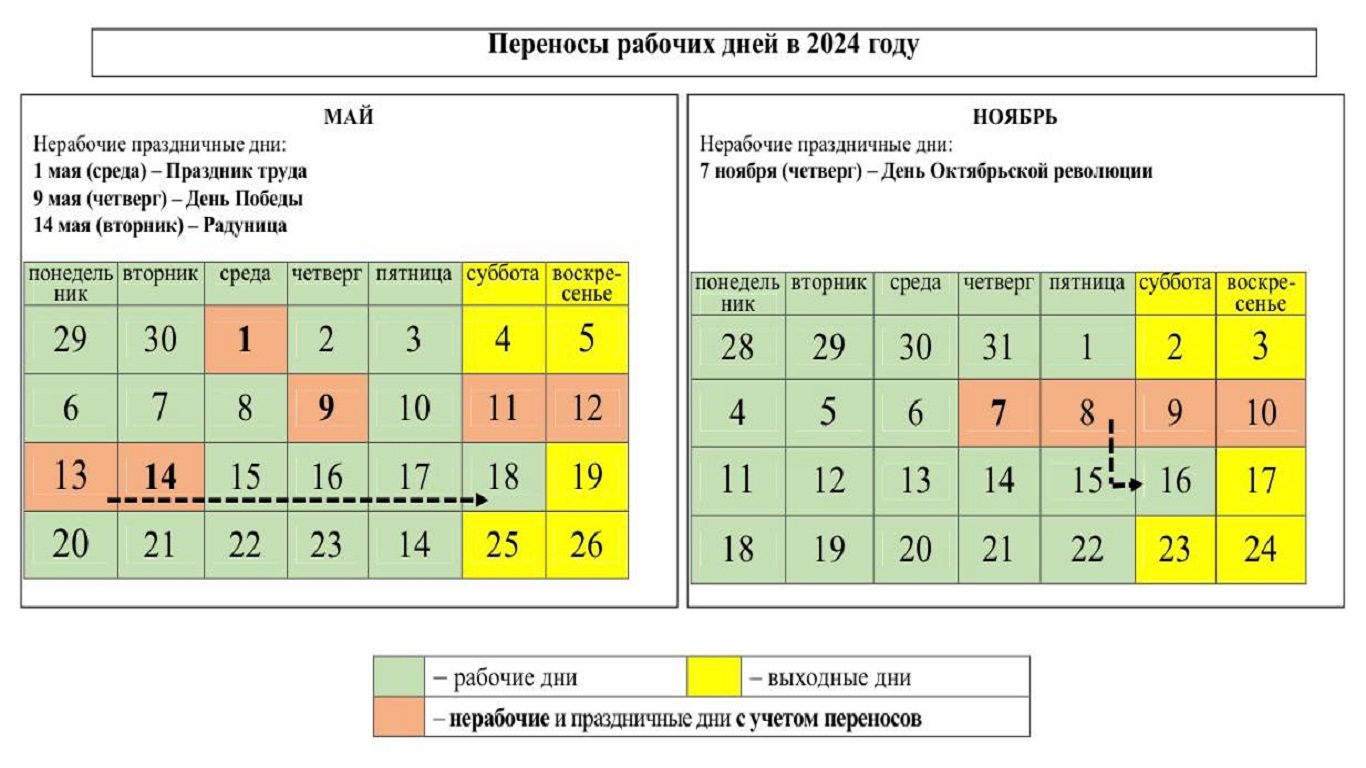 Правительство определило график переноса рабочих дней в 2024 году