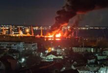 Пожар в порту Феодосии