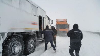 Снежные заносы в Казахстане