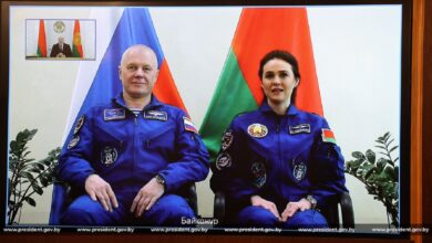 Видеовстреча Александра Лукашенко с космонавтами Олегом Новицким и Мариной Василевской
