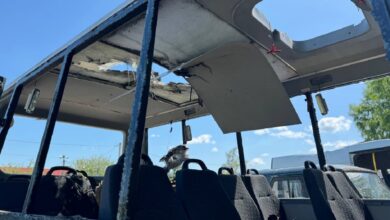 Автобус после атаки дрона-камикадзе
