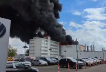 Пожар на заводе в Берлине