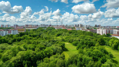 Небо над городом, чистый воздух