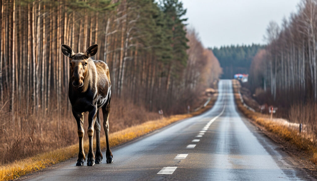 Лось на дороге