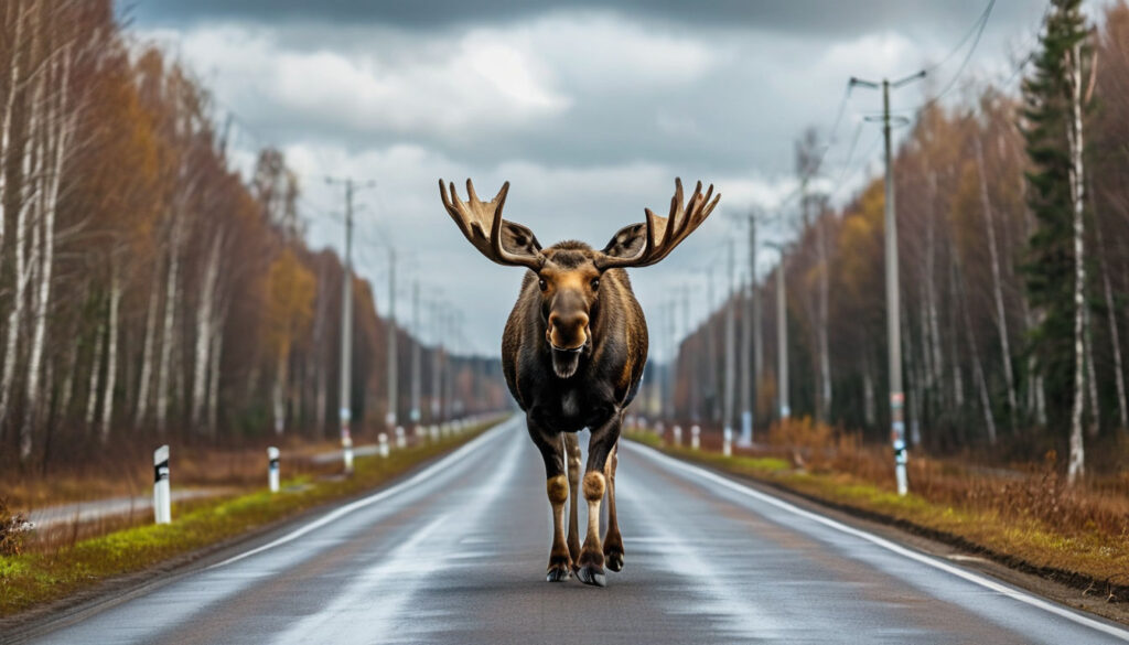 Лось на трассе