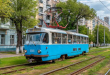 Трамвай в городе