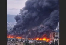 Пожар на рынке в Тбилиси